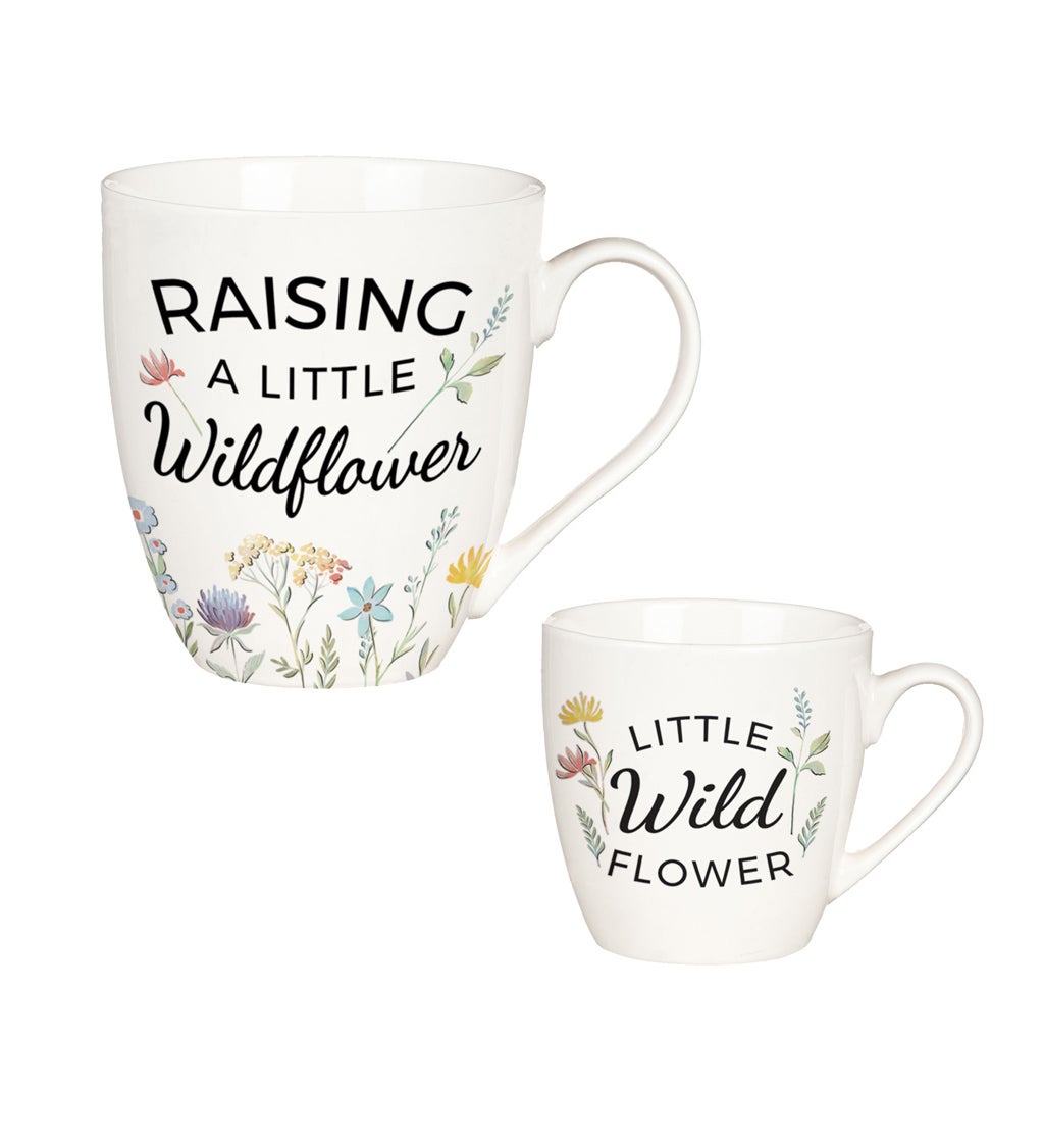 Mommy and Me Ceramic Cup Gift Set, 17 oz.&7 oz, Raising Wild Flower/Wild Flower