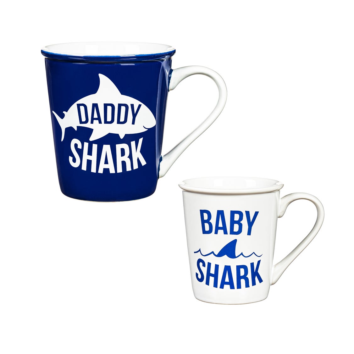 Daddy and Me Ceramic Cup Gift Set, 16 OZ and 8 OZ, Daddy Shark/Baby Shark