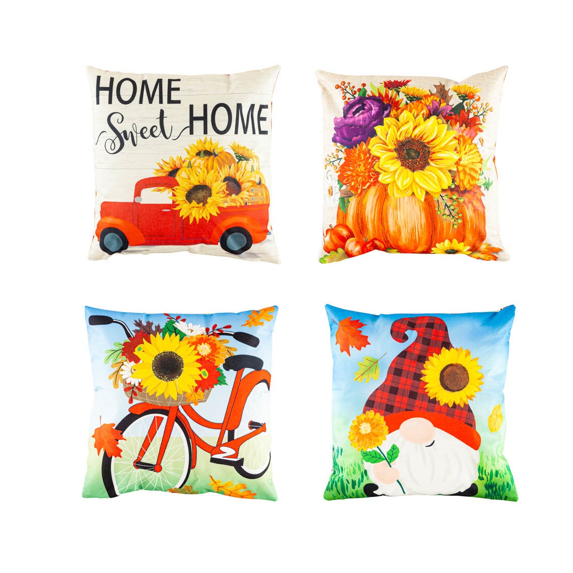 Sunflower Throw Pillow Covers, Set of 4