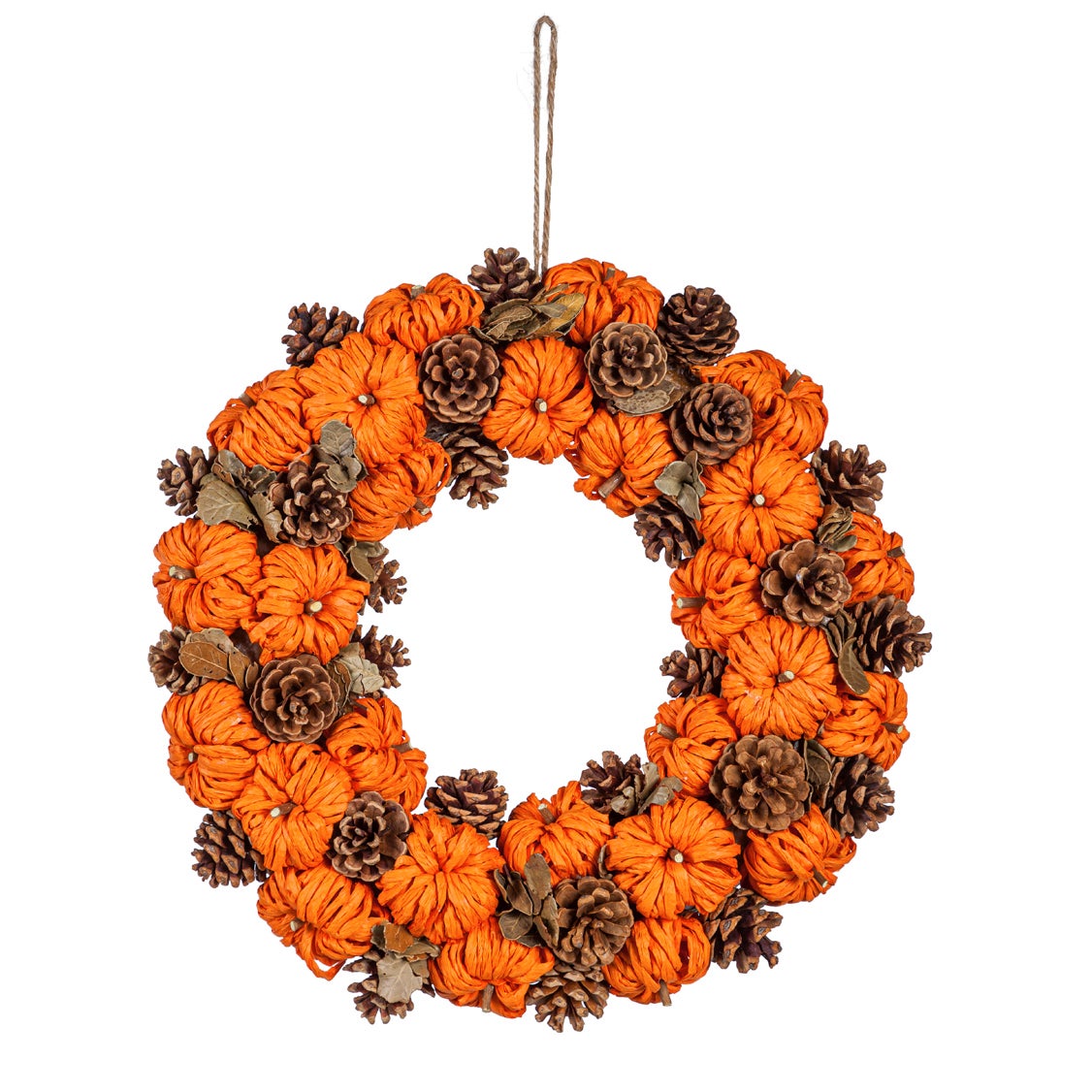 Paper Rope Pinecone Pumpkin Wreath