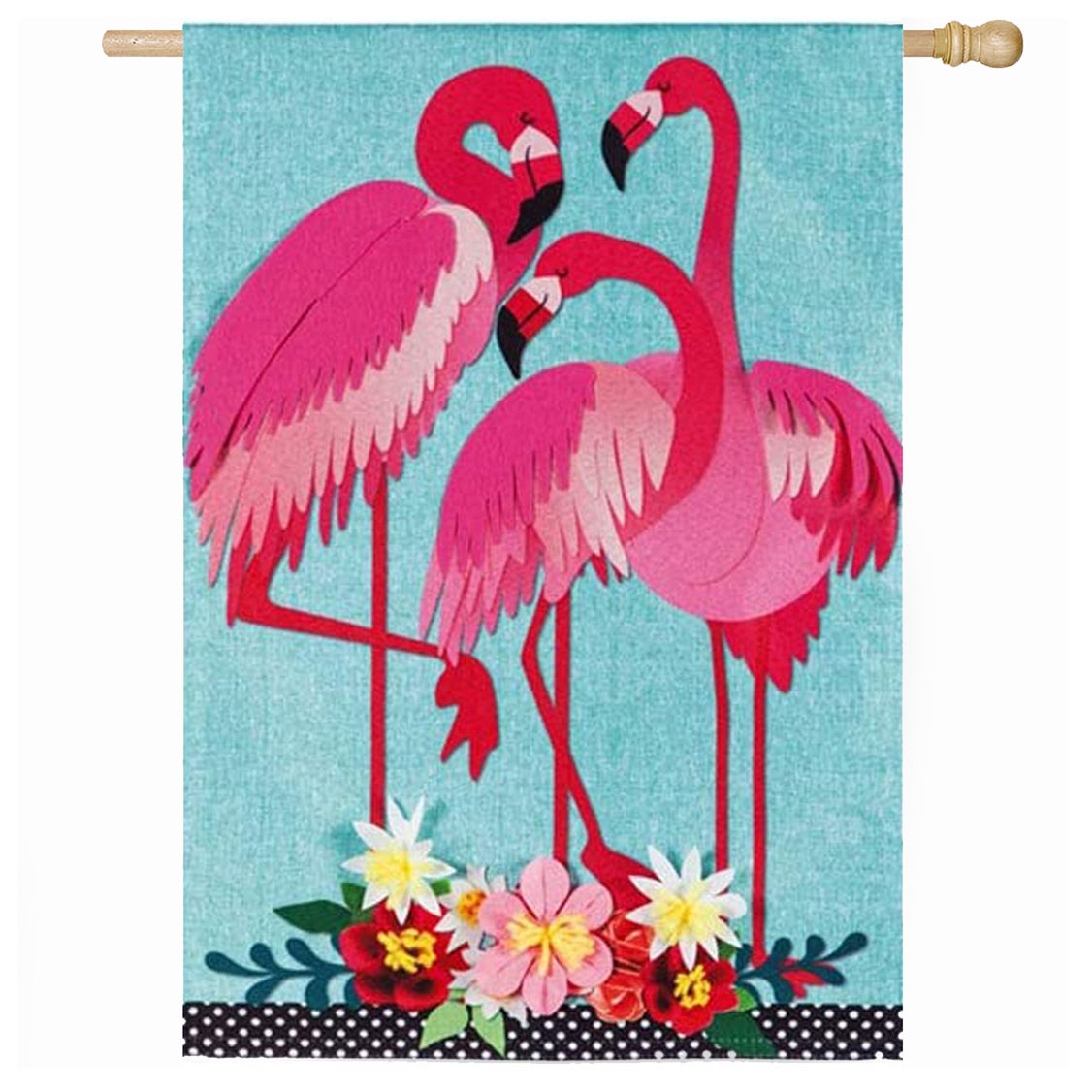 Flamingo Garden Suede House Flag