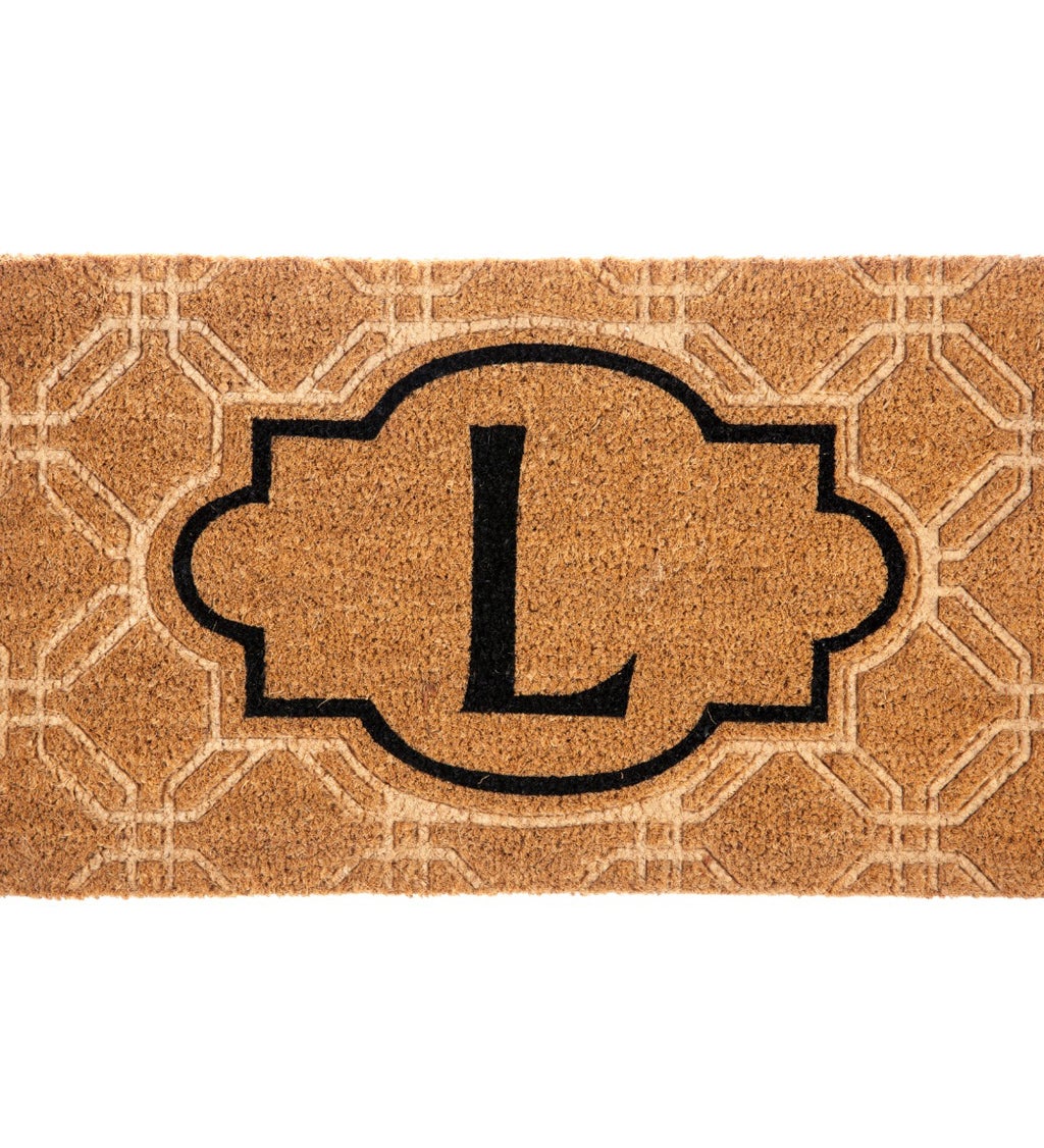 Monogram 'L' embossed Decorative Coir Mat, 16" x 28"