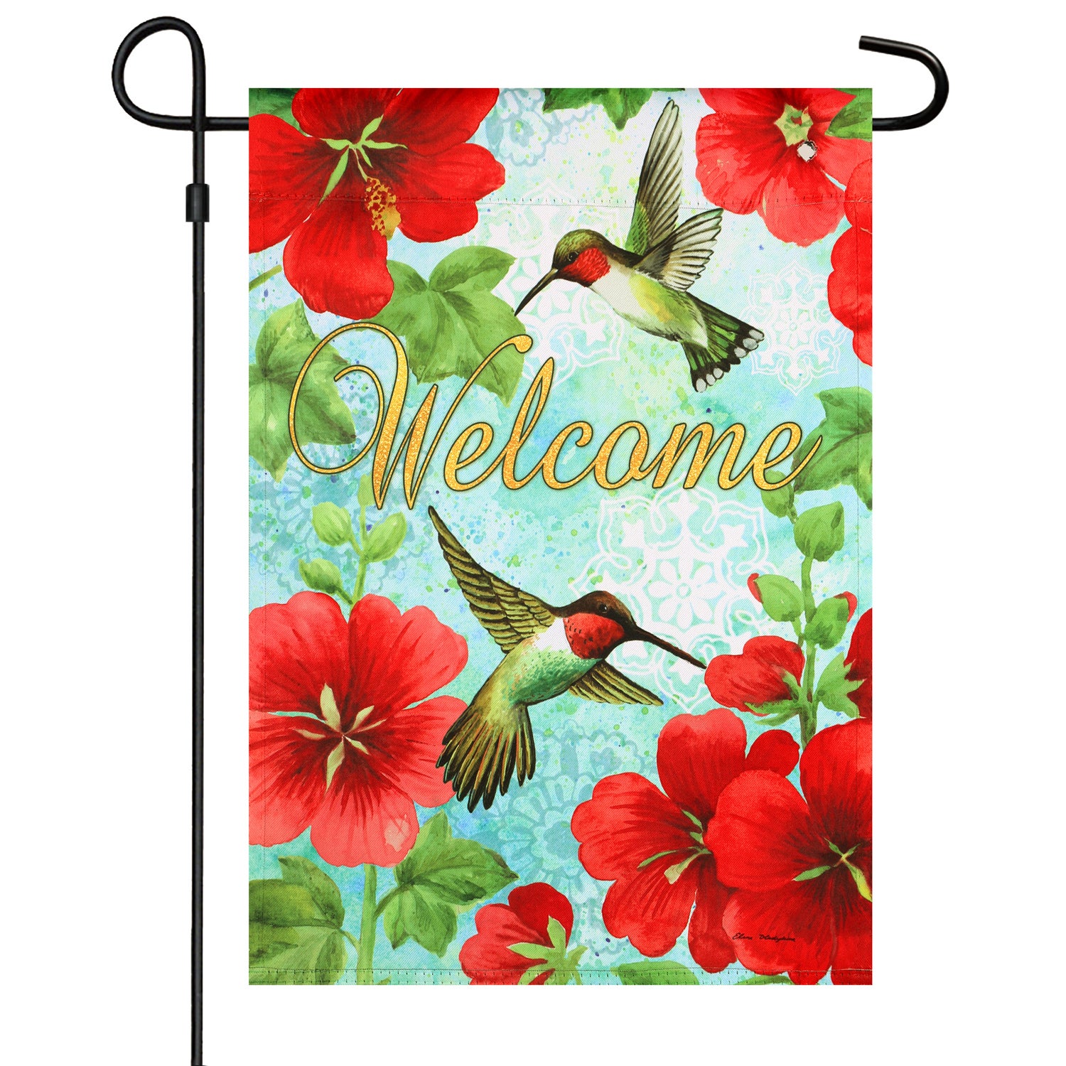 Hummingbird & Hollyhock Flag Combo Kit