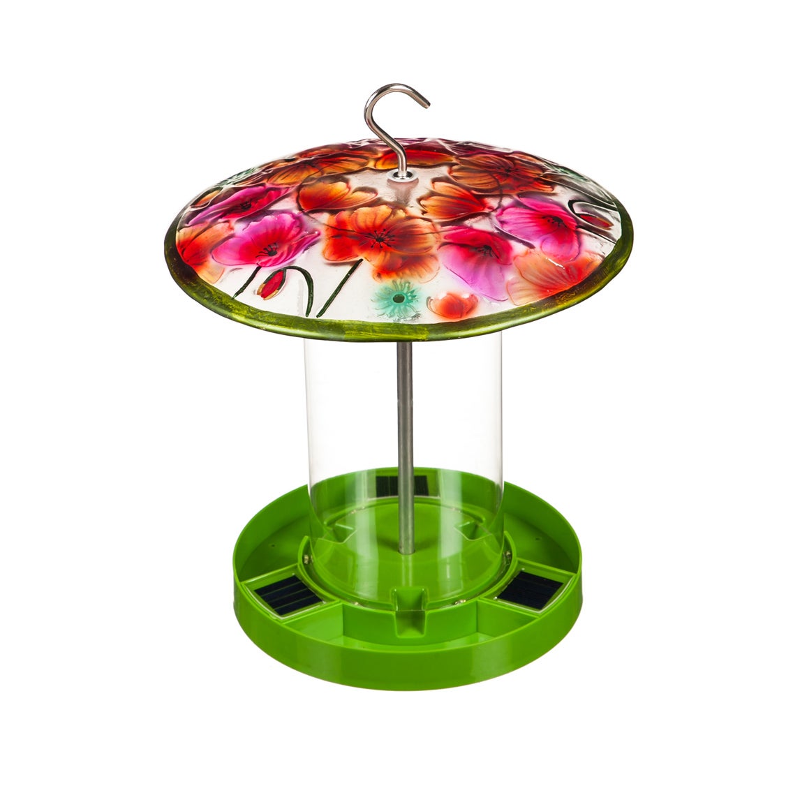 Solar birdfeeder, Floral with Green Base