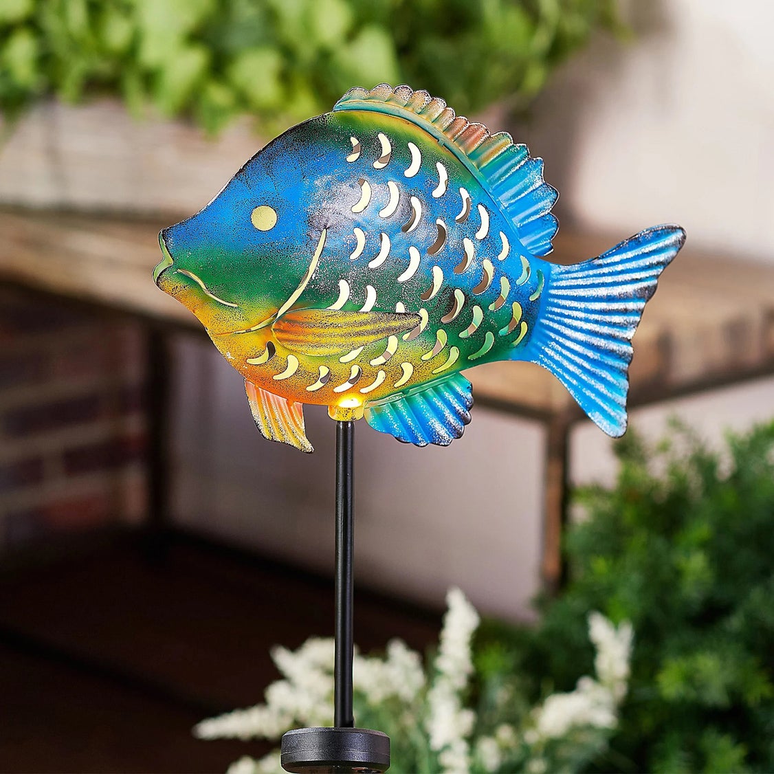Laser Cut Discus Fish Solar Garden Stake