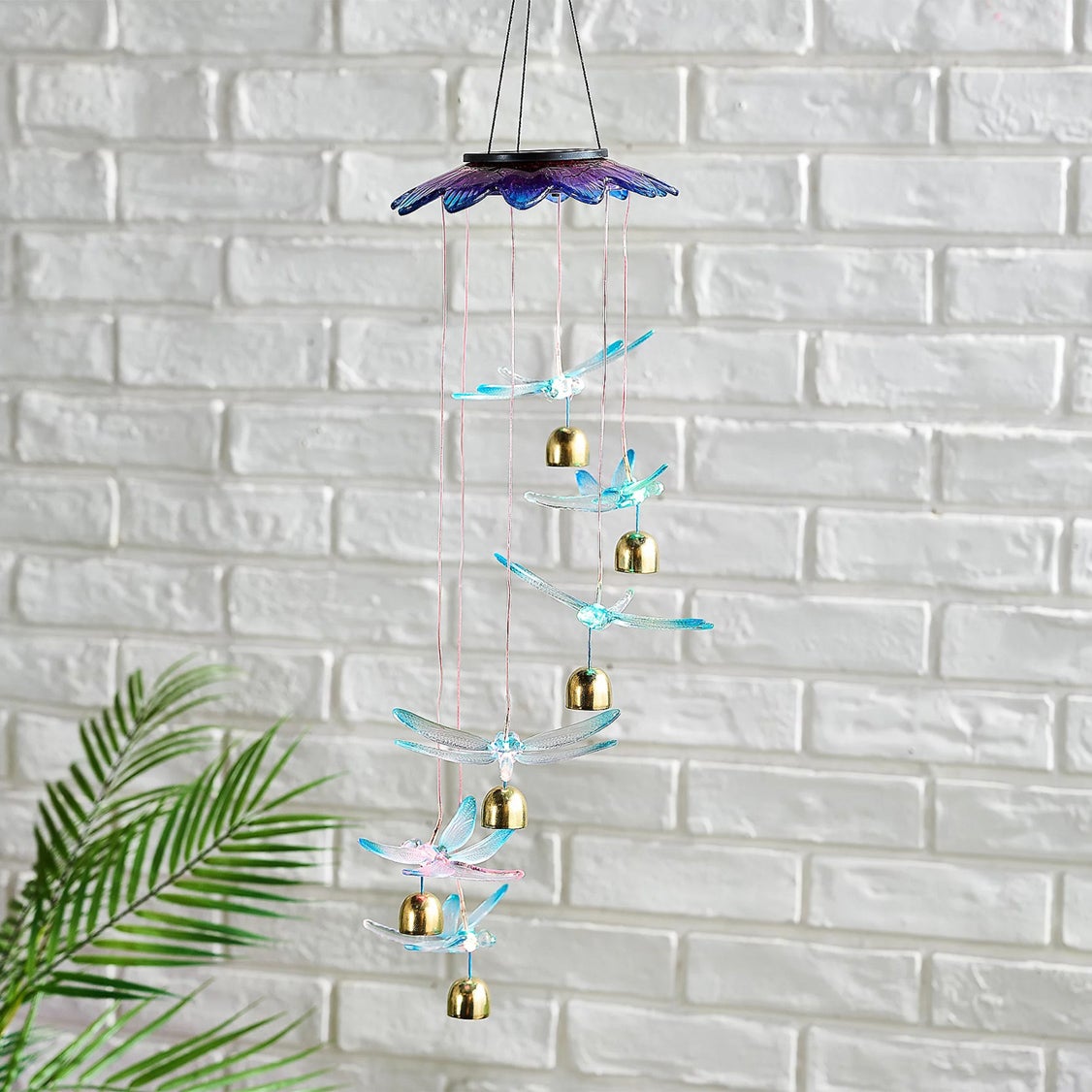 Hanging Solar Dragonfly Mobile with Critters And Chimes