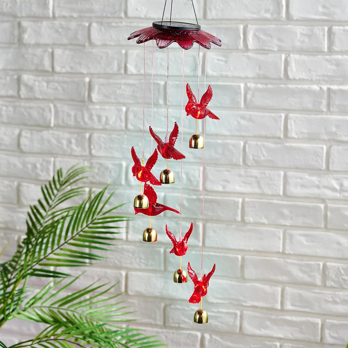 Hanging Solar Cardinal Mobile with Critters And Chimes