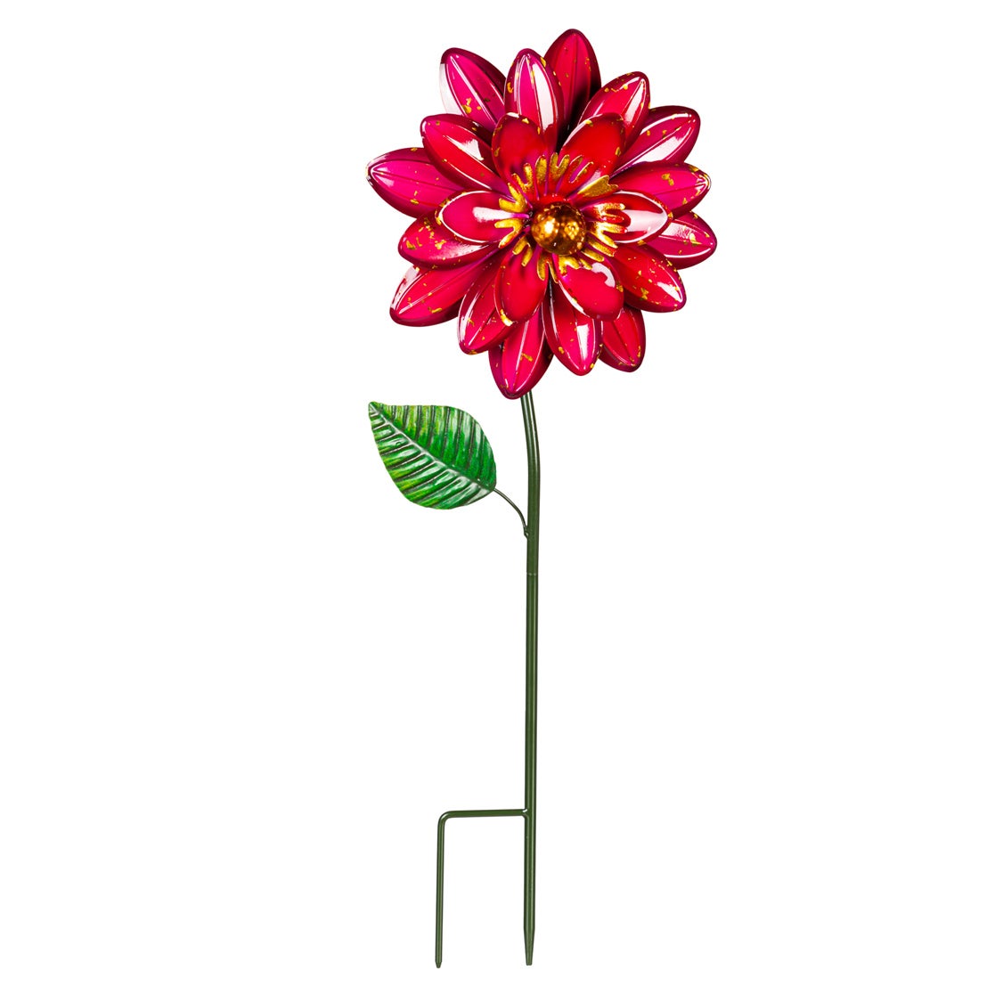 Red Flower Metal Garden Stake