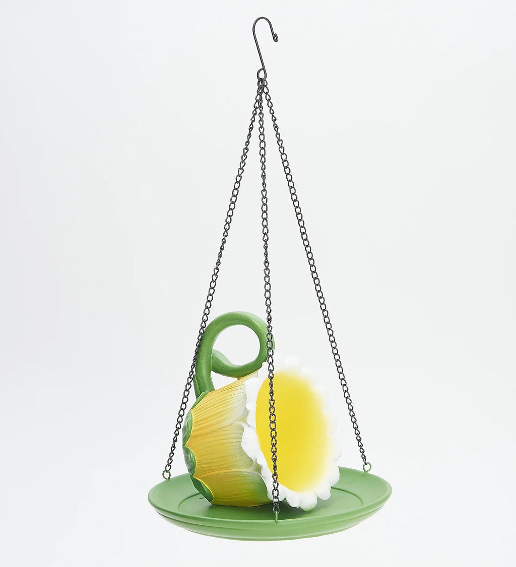 Resin Teacup Birdfeeder, Yellow