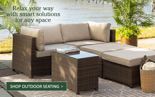 Image of Convertible Wicker Lounge Set. Relax your way with smart solutions for any space. SHOP OUTDOOR SEATING