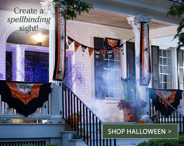 Image of Halloween Bunting on a porch - Create a spellbinding sight! SHOP HALLOWEEN