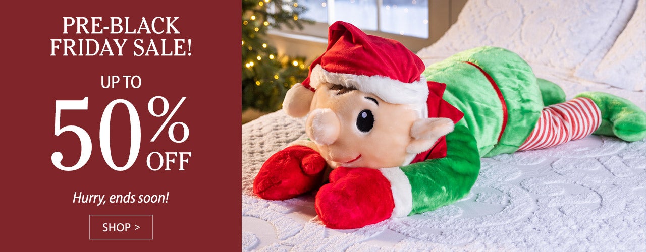 Image of Jingle Elf Plush Cuddle Holiday Body Pillow. PRE-BLACK FRIDAY SALE UP TO 50% OFF. Hurry ends soon! SHOP