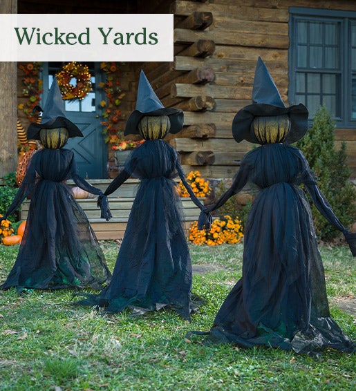 Set of three witches in yard