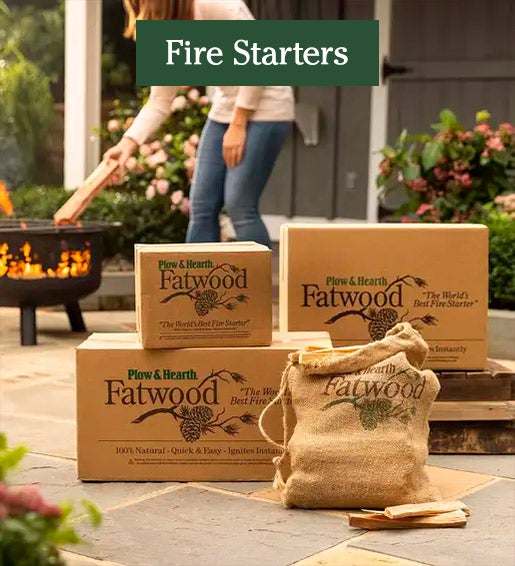Image of assorted size boxes of fatwood on patio
