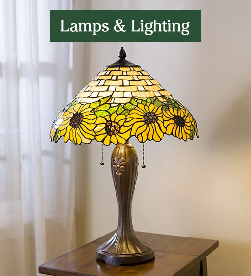 Image of Sunflower Tiffany Table Lamp on table