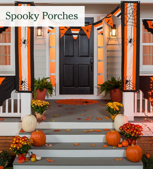 Halloween banners on front porch