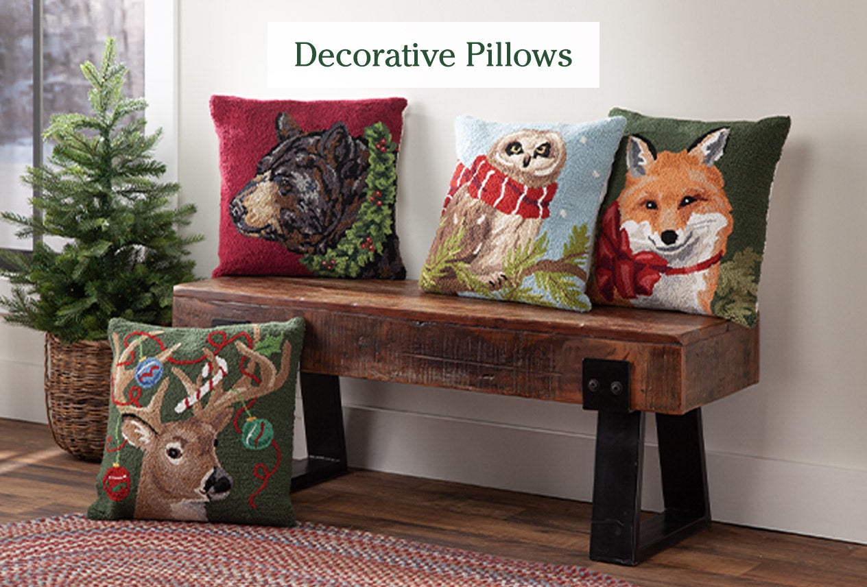 Image of Richland Bench with Holiday Hand Hook Pillows