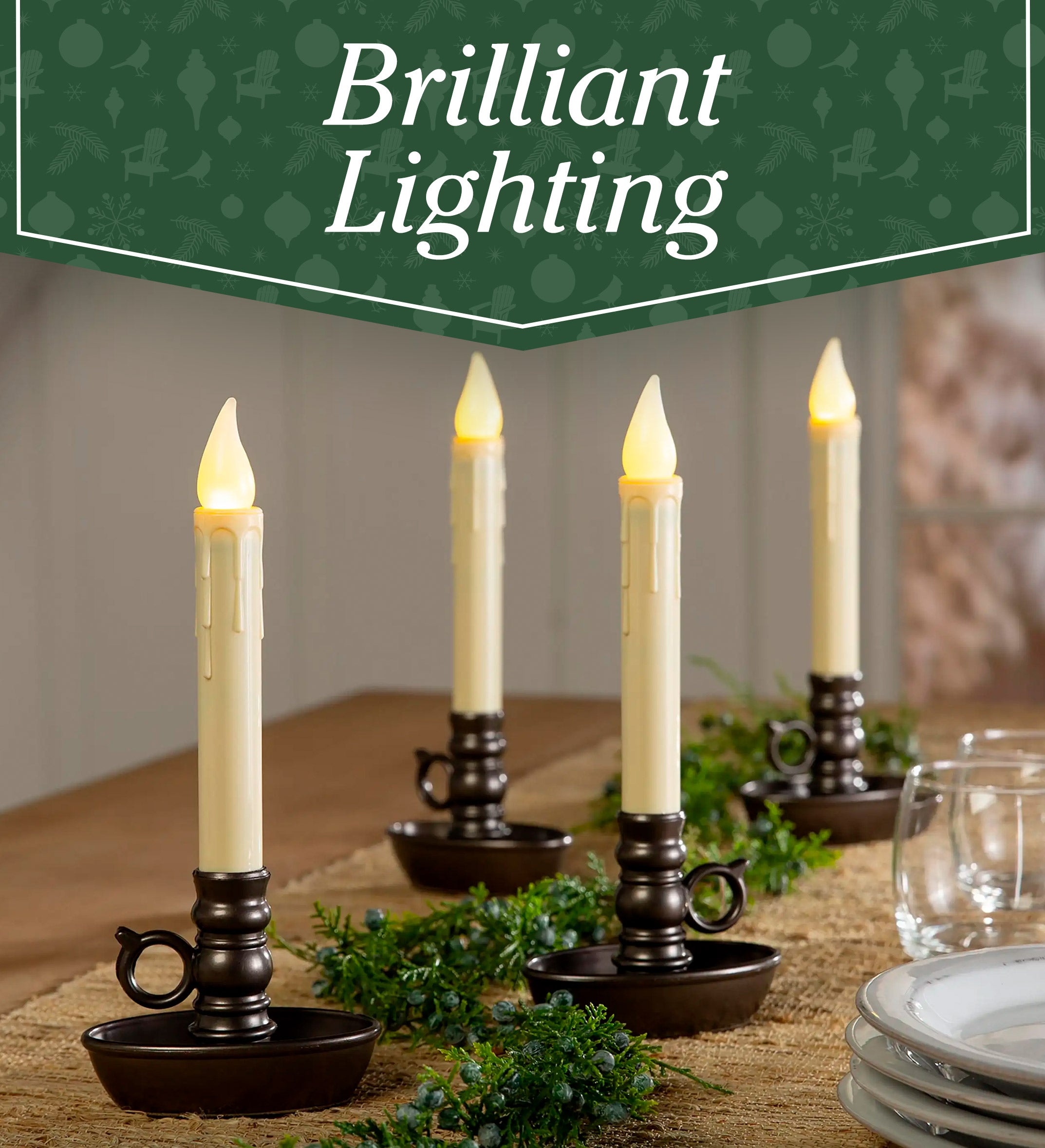 Image of Colonial Window Candles. Brilliant Lighting