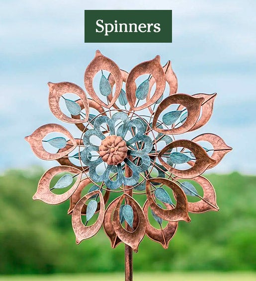 Image of Copper Lily Wind Spinner. Spinners