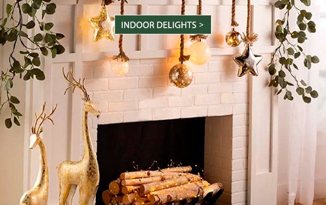 Image of garlands on mantel. INDOOR DELIGHTS