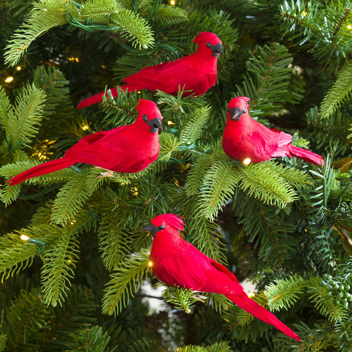 Clip-On Cardinal Christmas Tree Ornaments, Set of 4