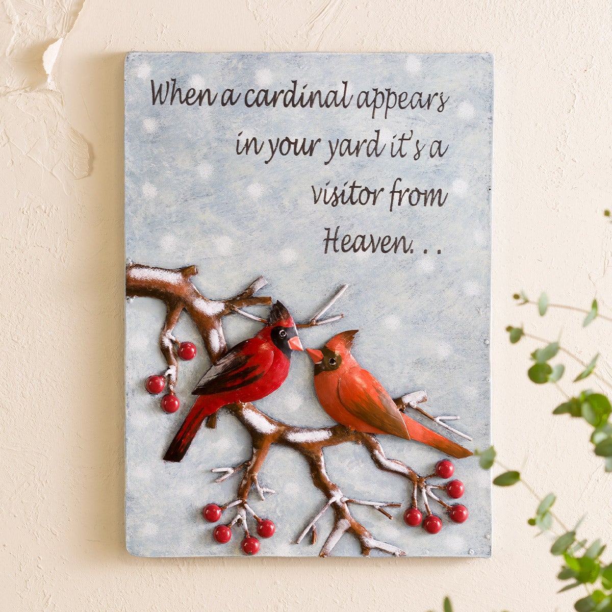 Cardinal Message Recycled Metal Wall Art