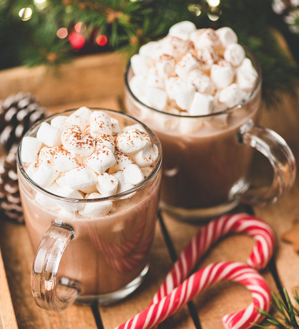 two mugs of hot chocolate