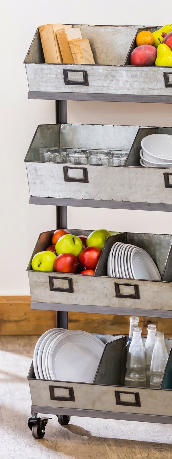 Galvanized Metal Bin Rolling Storage Rack