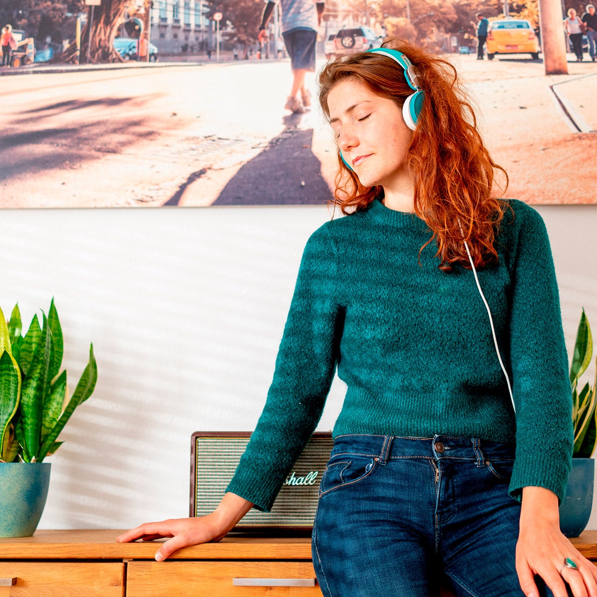 woman listening to music