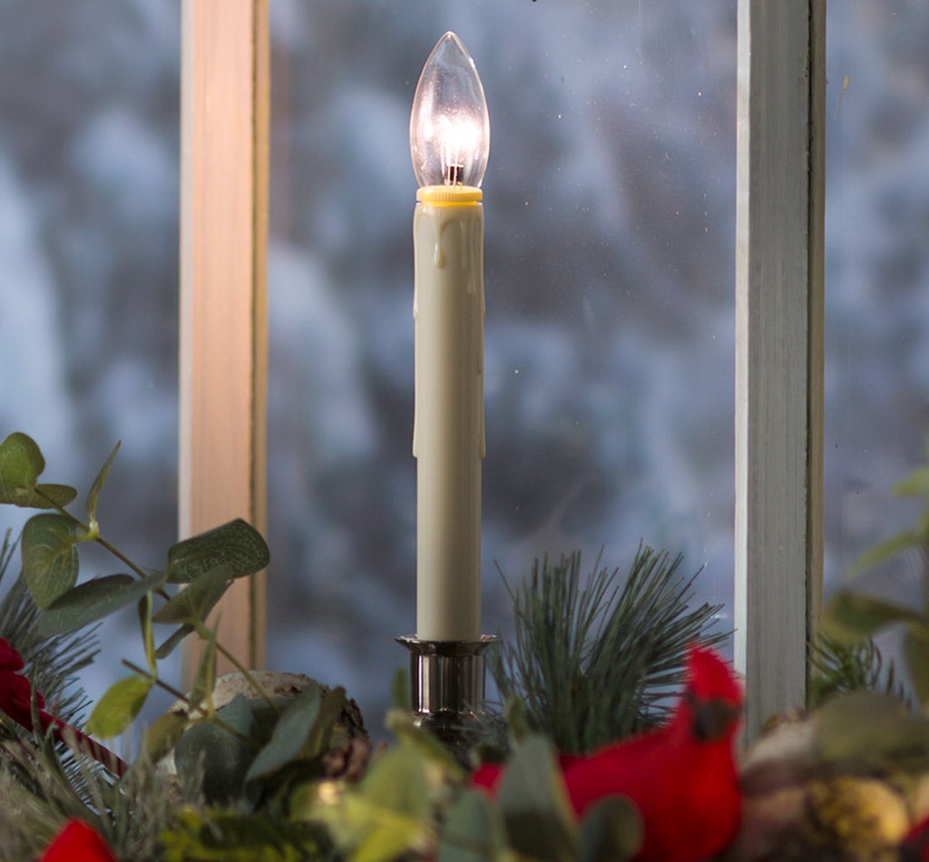 Adjustable Height Window Candle with Auto Timer and Metal Base