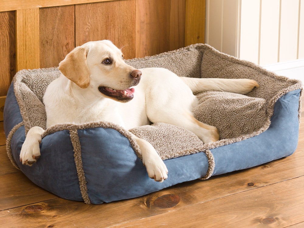 Faux Suede And Berber Rectangular Dog Bed