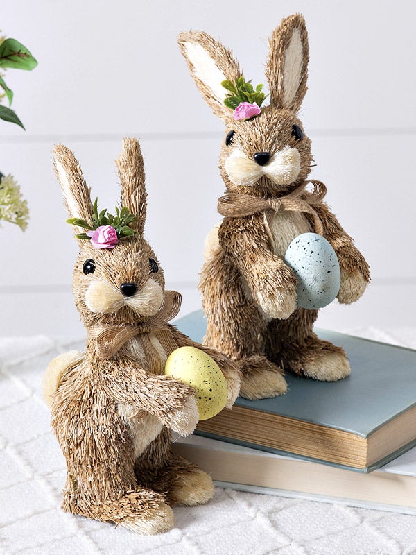 Straw Easter Bunnies, Set of 2