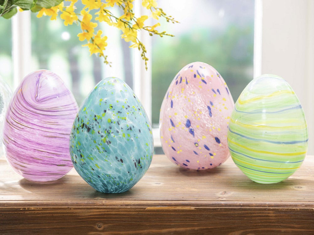 Colorful Glass Easter Eggs, Set of 4