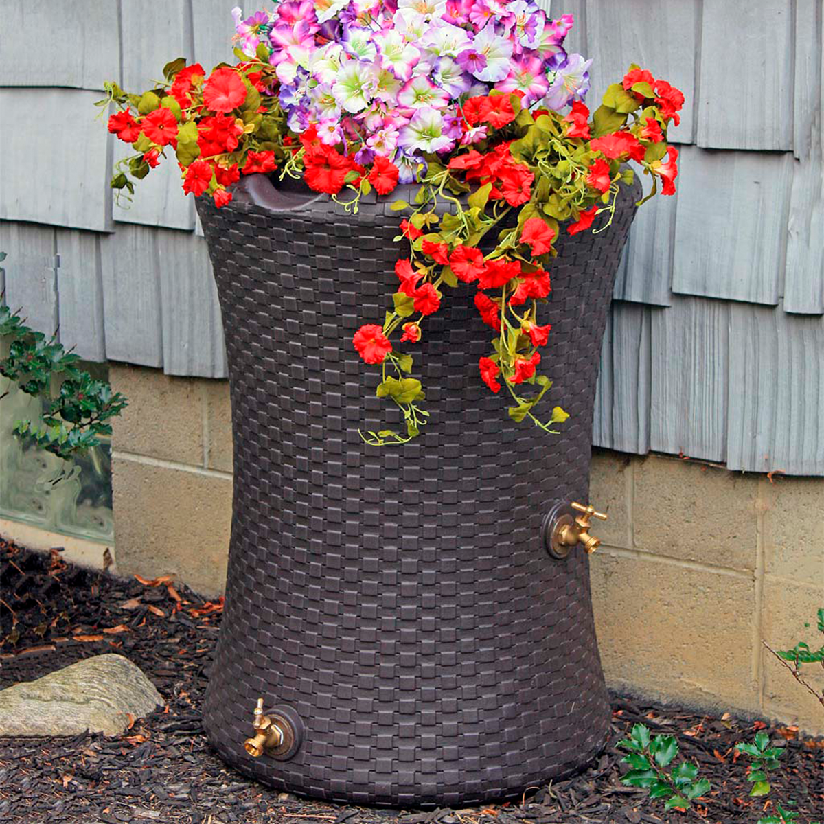 50-Gallon Rain Barrel with Flat Back