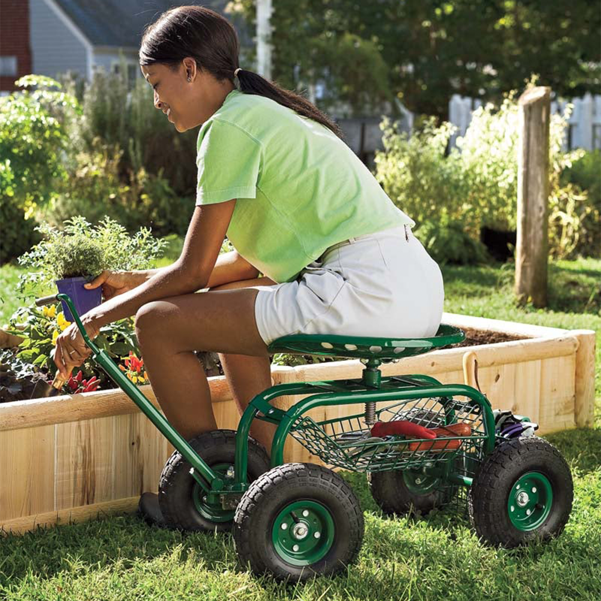 Green Rolling Scoot-N-Do Garden Seat