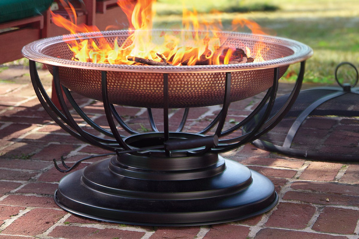 Hammered Copper Fire Pit With Lid Converts To Table