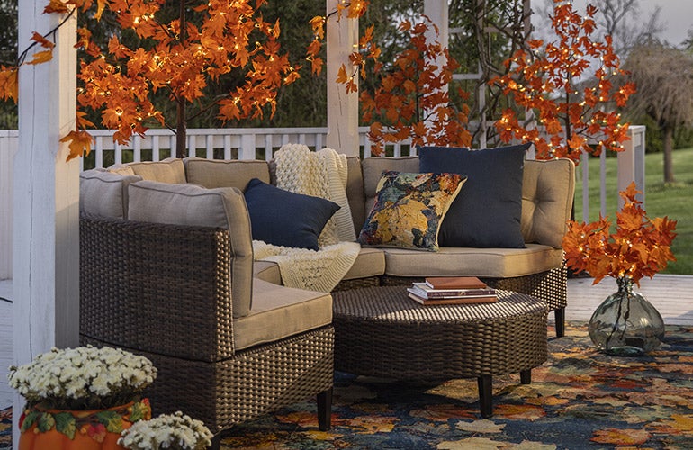 fall decorated outdoor porch