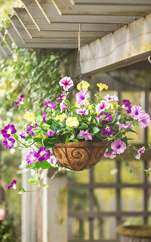 Faux Petunia Hanging Basket