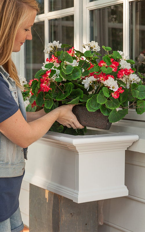 Everlasting Faux Red and White Geranium Window Box Filler