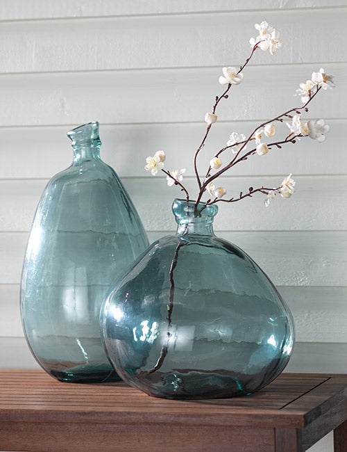 Smoky Blue Recycled Glass Balloon Vase