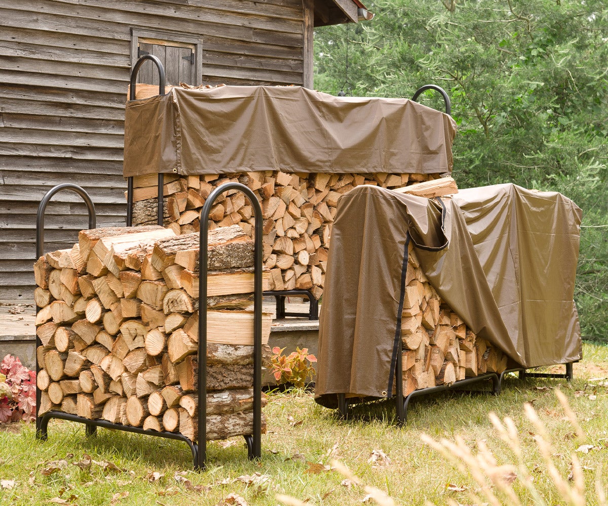 Heavy-Duty Steel Log Racks and Vinyl Covers