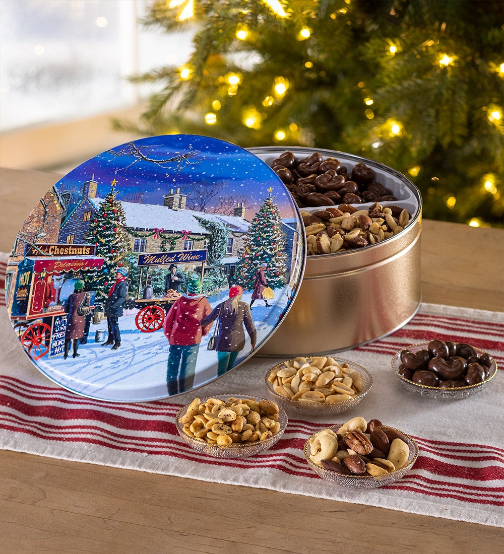 Hometown Holiday Gift Tin of Assorted Nuts
