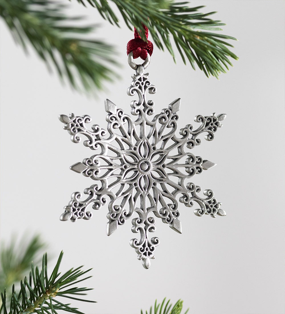 Solid Pewter Christmas Tree Ornament - Snowflake
