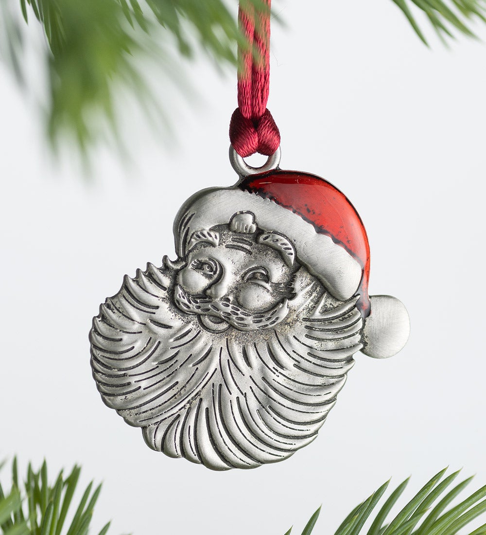 Solid Pewter Christmas Tree Ornament - Santa