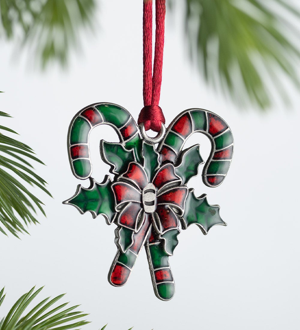 Solid Pewter Christmas Tree Ornament - Candy Cane