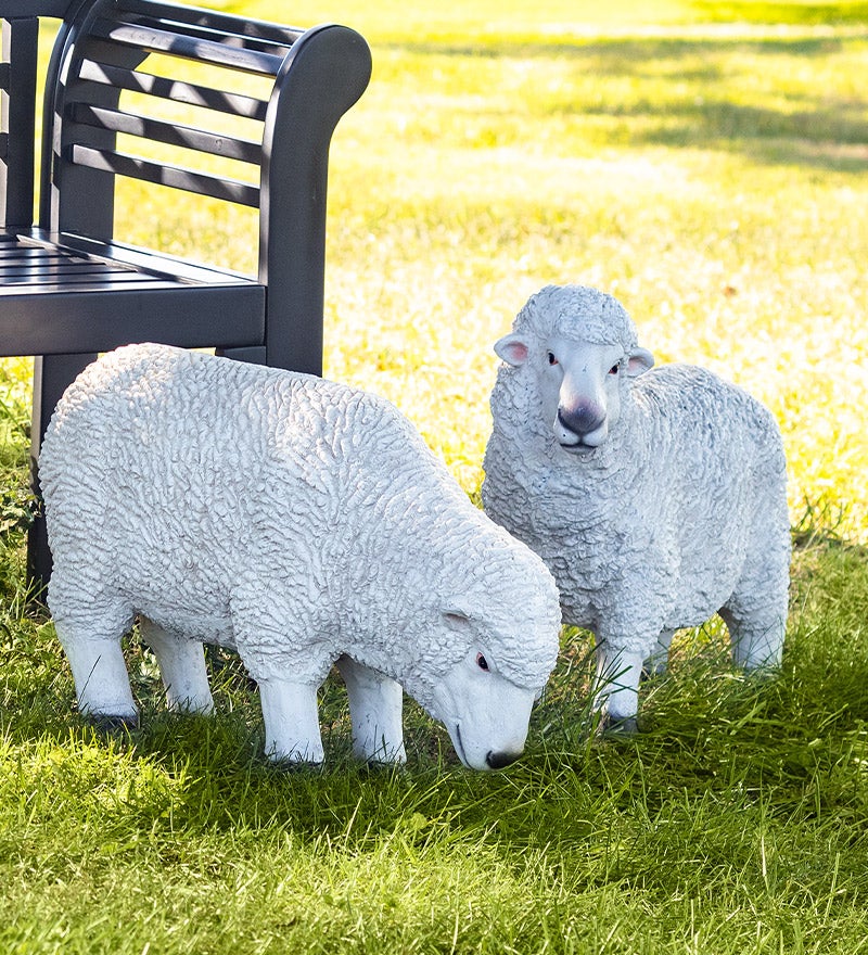 Outdoor Resin Merino Sheep Lawn Statues