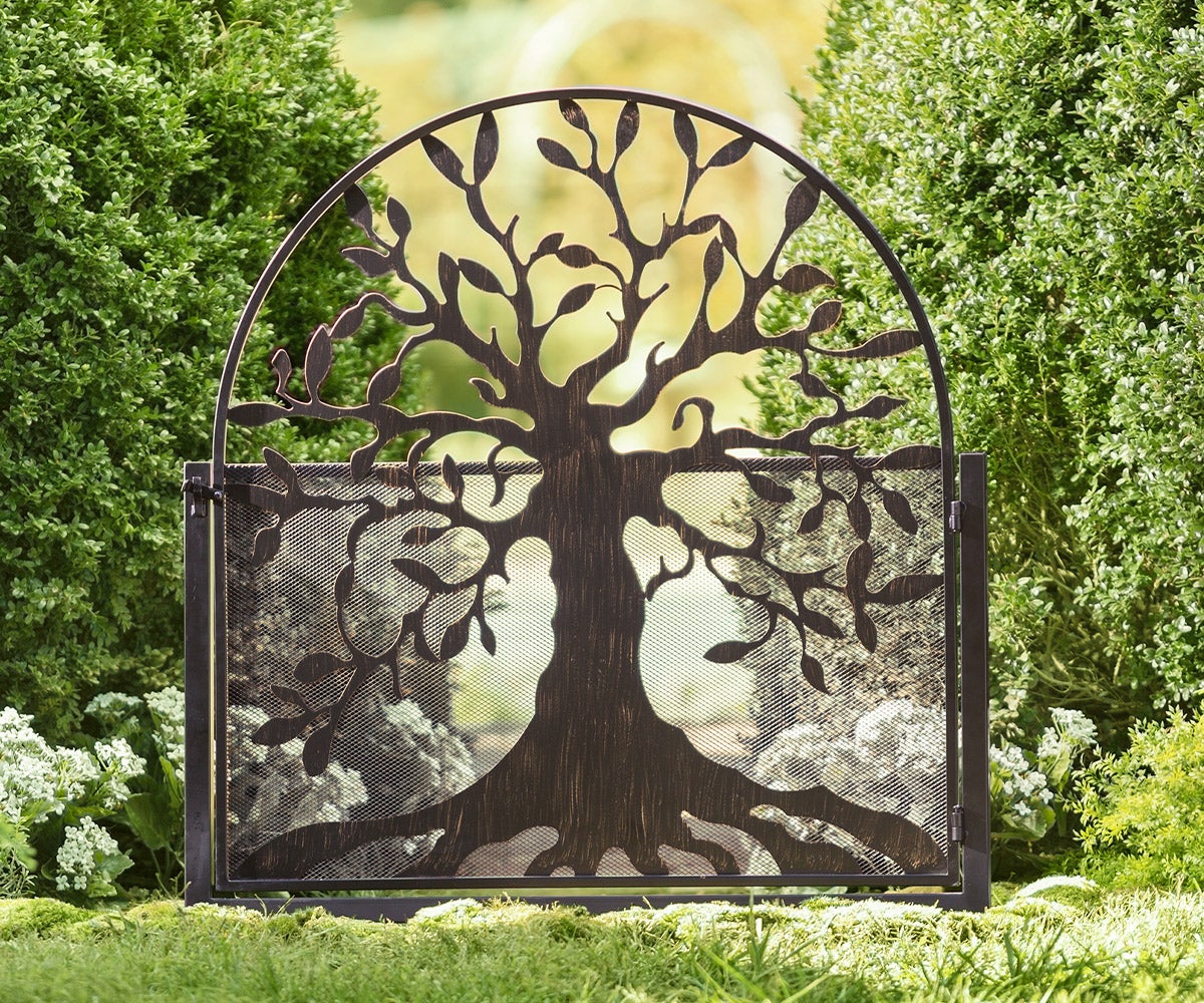Metal Arched Stand-Alone Garden Gate with Tree of Life Design