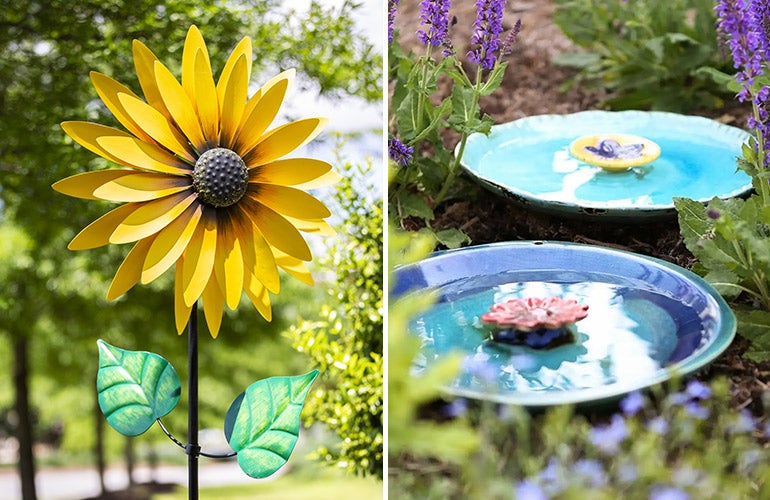 sunflower spinner and bee baths