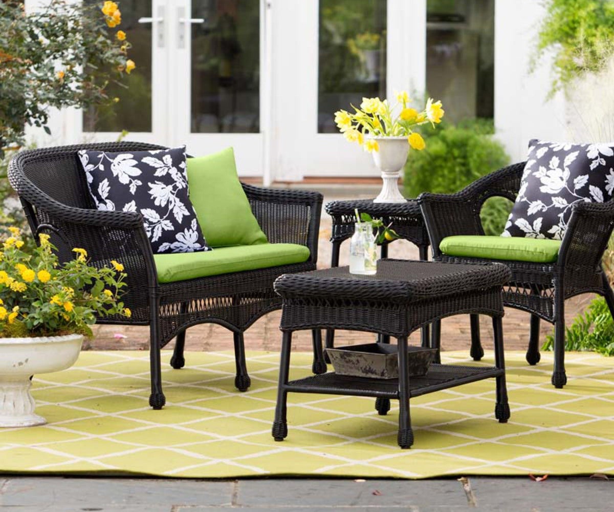 Black wicker outdoor online bar stools