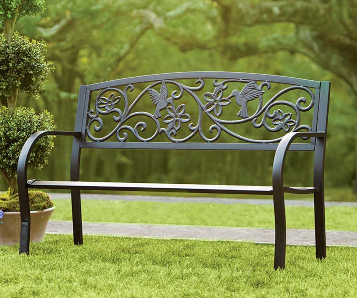 wrought iron bench black